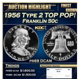 1956 Type 2 Proof Franklin Half Dollar TOP POP! 50