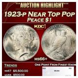 1923-p Peace Dollar Near Top Pop $1 ms66+ SEGS