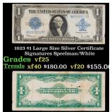 1923 $1 large size Silver Certificate Grades vf+ S