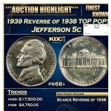 1939 Reverse of 1938 Proof Jefferson Nickel TOP PO