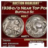 1938-d/d Buffalo Nickel Near Top Pop 5c ms67+ SEGS