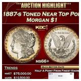 1887-s Morgan Dollar Toned Near Top Pop $1 ms66+ S