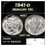 1941-d Mercury Dime 10c ms67 fsb SEGS