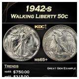 1942-s Walking Liberty Half Dollar 50c Grades ms65