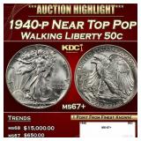1940-p Walking Liberty Half Dollar Near Top Pop 50