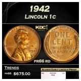 1942 Proof Lincoln Cent 1c pr66 rd SEGS