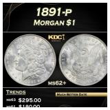 1891-p Morgan Dollar $1 Grades ms62+