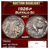 1926-p Buffalo Nickel 5c ms66+ SEGS