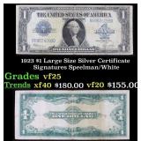 1923 $1 large size Silver Certificate Grades vf+ S