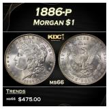 1886-p Morgan Dollar $1 Grades ms66