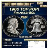 1960 Proof Franklin Half Dollar TOP POP! 50c pr69