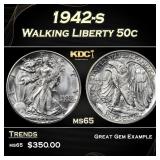 1942-s Walking Liberty Half Dollar 50c Grades ms65
