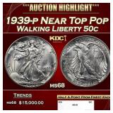 1939-p Walking Liberty Half Dollar Near Top Pop 50