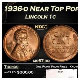 1936-d Lincoln Cent Near Top Pop 1c ms67 rd SEGS