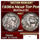 1936-s Buffalo Nickel Near Top Pop 5c ms67 SEGS