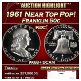 1961 Proof Franklin Half Dollar Near Top Pop! 50c