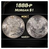 1888-p Morgan Dollar $1 Grades ms63+