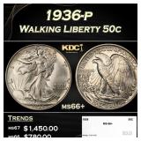 1936-p Walking Liberty Half Dollar 50c ms66+ SEGS