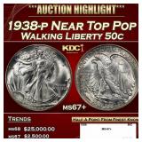 1938-p Walking Liberty Half Dollar Near Top Pop 50