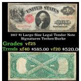 1917 $1 Large Size Legal Tender Note Grades vf+ Si