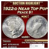 1922-d Peace Dollar Near Top Pop $1 ms66+ SEGS