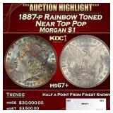 1887-p Morgan Dollar Rainbow Toned Near Top Pop $1