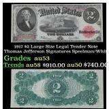 1917 $2 Large Size Legal Tender Note Thomas Jeffer