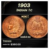 1903 Indian Cent . 1c Grades ms64 rd