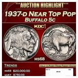 1937-d Buffalo Nickel Near Top Pop 5c ms68 SEGS