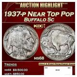 1937-p Buffalo Nickel Near Top Pop 5c ms68 SEGS
