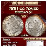 1891-cc Morgan Dollar Toned $1 ms65+ SEGS