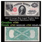 1917 $1 Large Size Legal Tender Note Grades vf++ S