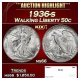 1936-s Walking Liberty Half Dollar 50c ms66 SEGS