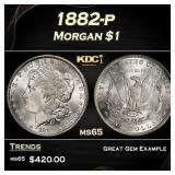 1882-p Morgan Dollar $1 Grades ms65