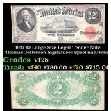 1917 $2 Large Size Legal Tender Note Thomas Jeffer