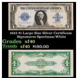 1923 $1 large size Silver Certificate Grades xf Si