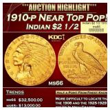 1910-p Gold Indian Quarter Eagle Near Top Pop! $2