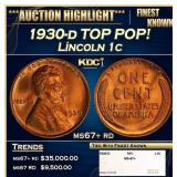 1930-d Lincoln Cent TOP POP! 1c ms67+ rd SEGS