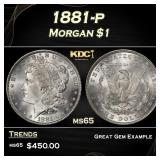 1881-p Morgan Dollar $1 Grades ms65