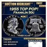1955 Proof Franklin Half Dollar TOP POP! 50c pr69