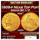 1909-p Gold Indian Quarter Eagle Near Top Pop! $2