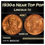 1930-s Lincoln Cent Near Top Pop! 1c Grades ms66 r
