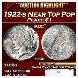 1922-s Peace Dollar Near Top Pop $1 ms66 SEGS