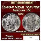 1940-p Mercury Dime Near Top Pop! 10c ms68 FSB SEG