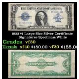 1923 $1 large size Silver Certificate Grades vf++