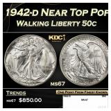 1942-d Walking Liberty Half Dollar Near Top Pop 50