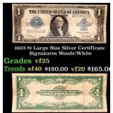 1923 $1 large size Silver Certificate Grades vf+ S