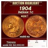 1904 Indian Cent . 1c ms66 rd SEGS