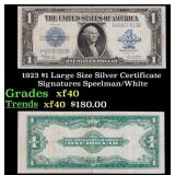 1923 $1 large size Silver Certificate Grades xf Si