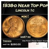 1938-d Lincoln Cent Near Top Pop 1c ms67 rd SEGS